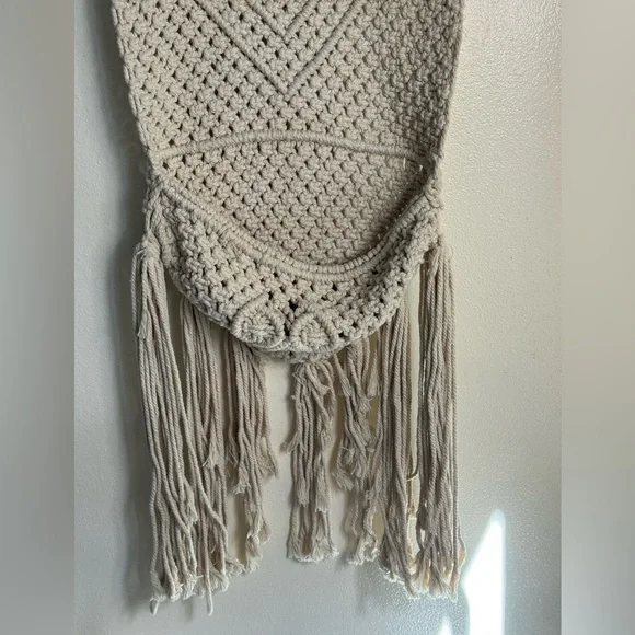 Boho Macrame Wall Hanging Decor Woven Cotton Tapestry Neutral Wall Art Handmade - Picture 4 of 9